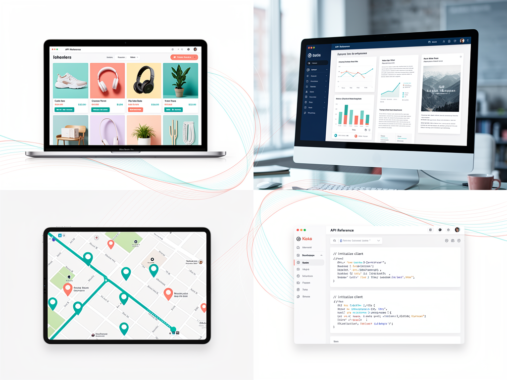 Split-screen comparison showing AI SEO applications across different industries including e-commerce product pages, B2B thought leadership content, local business listings, and SaaS documentation with industry-specific optimization highlights