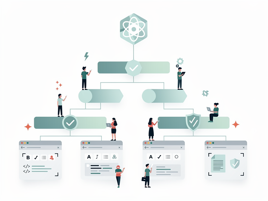 Decision tree infographic helping developers choose the right rich text editor based on criteria like time to market, customization needs, enterprise requirements, and AI features, with editor recommendations at each decision branch