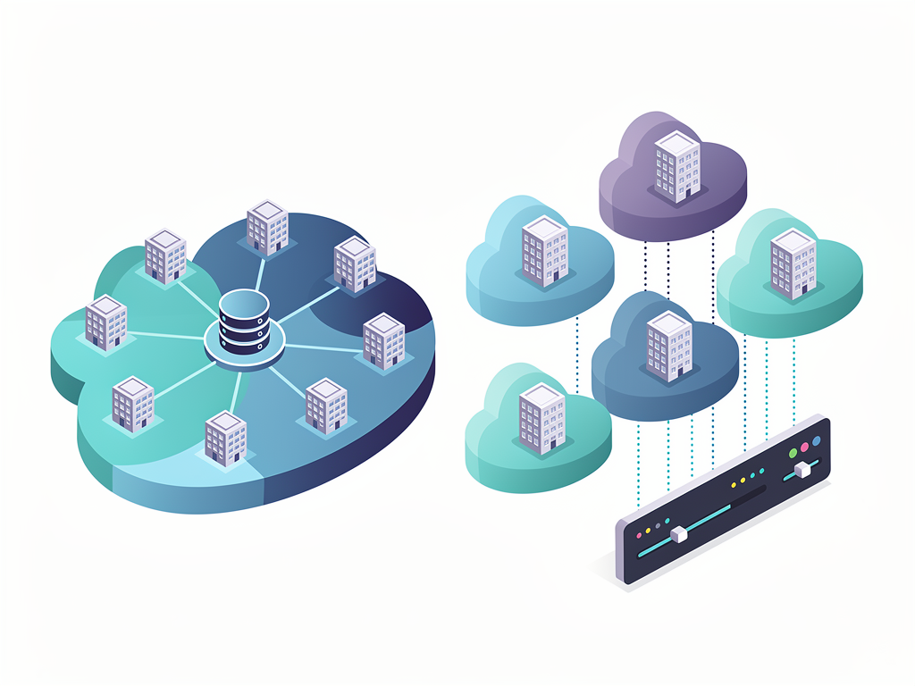 Architecture diagram comparing traditional SaaS deployment where all tenants run in the vendor's cloud account versus BYOC deployment where each enterprise tenant runs the application in their own cloud account, with the vendor's control plane connecting to each deployment