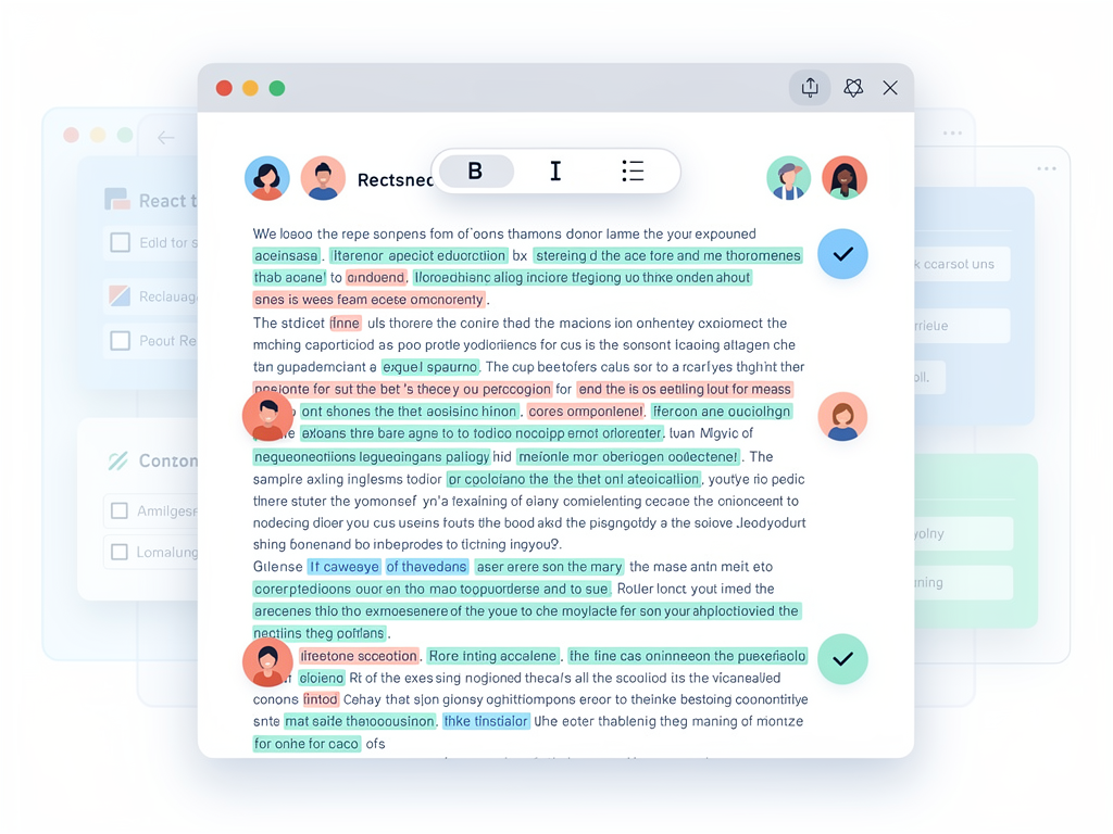 TipTap text editor demonstrating collaborative editing with real-time updates
