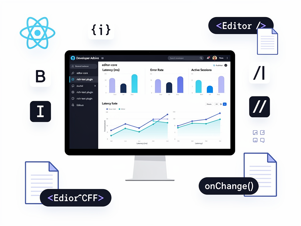 Developer dashboard showcasing analytics and user feedback for text editor performance