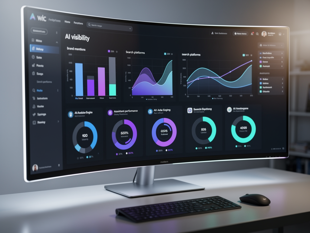 Writesonic dashboard showing AI visibility metrics across different platforms including ChatGPT, Perplexity, and Google, with brand mention tracking and content generation tools in a unified interface