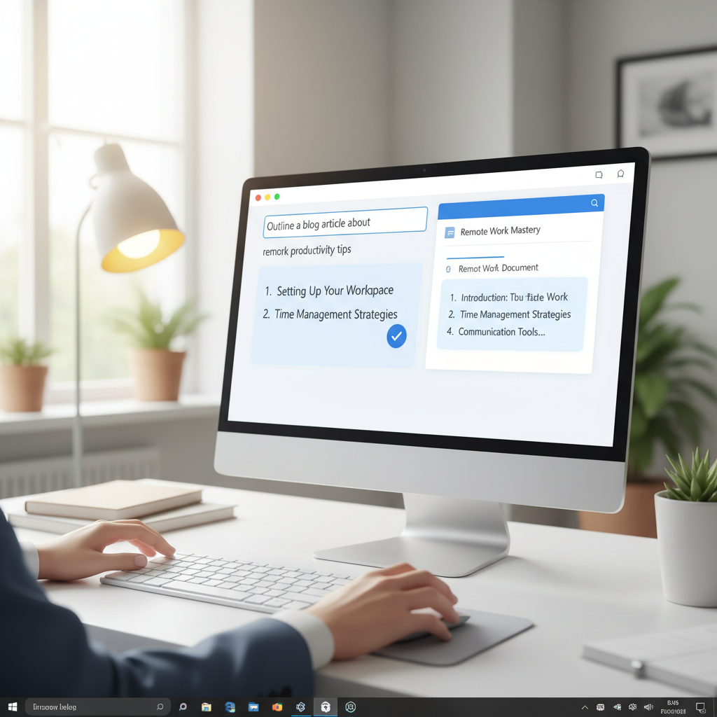 A user interacting with an AI writing assistant interface on a Windows desktop, where a prompt is entered and AI-generated text is being reviewed for insertion into a document.