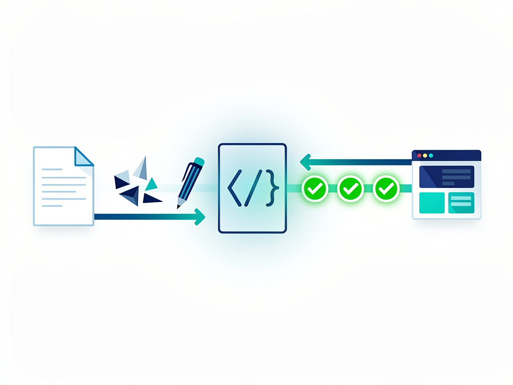 A content workflow diagram showing the integration of schema generation at various stages from content brief through publication, with automated validation checkpoints highlighted, clean infographic style with blue and green color accents