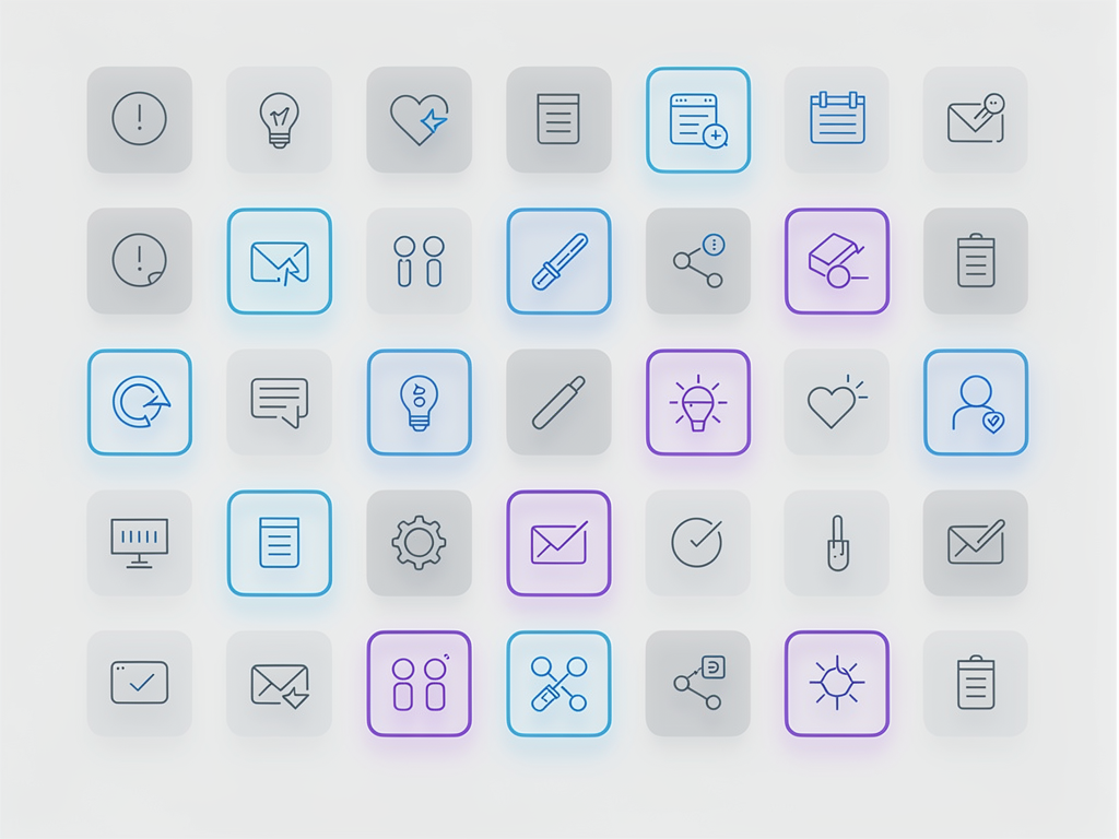 A side-by-side comparison showing Lucide icons styled with Tailwind CSS classes, demonstrating various states including default, hover, active, and disabled appearances. The icons are displayed in a clean grid layout with code snippets showing the corresponding className props used for each variation.
