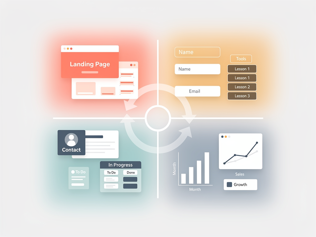 Quadrant diagram categorizing SaaS product types with NextBuilder-suited products (website builders, form creators, course platforms) in the upper quadrants and MakerKit-suited products (CRM systems, project management, analytics tools) in the lower quadrants, with arrows indicating which platform serves each category