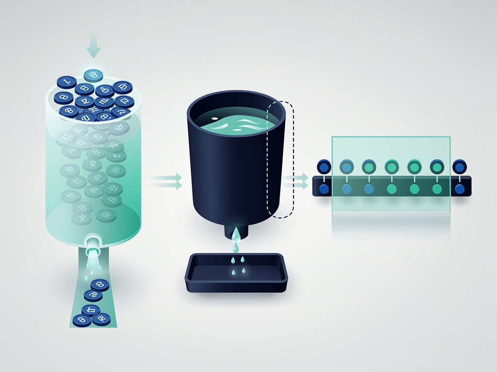 Technical diagram comparing three rate limiting algorithms side by side: token bucket showing tokens filling a container, leaky bucket showing water dripping at constant rate, and sliding window showing a timeline with request markers, all with arrows indicating request flow