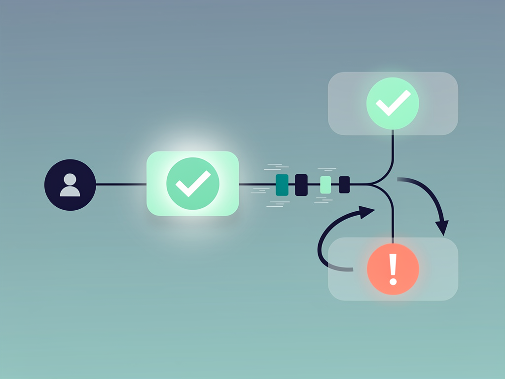 Timeline diagram illustrating the optimistic update flow, showing user action triggering immediate UI update, followed by API request in background, with branching paths for successful confirmation maintaining the update versus error triggering rollback to previous state, using clean icons and a horizontal timeline layout
