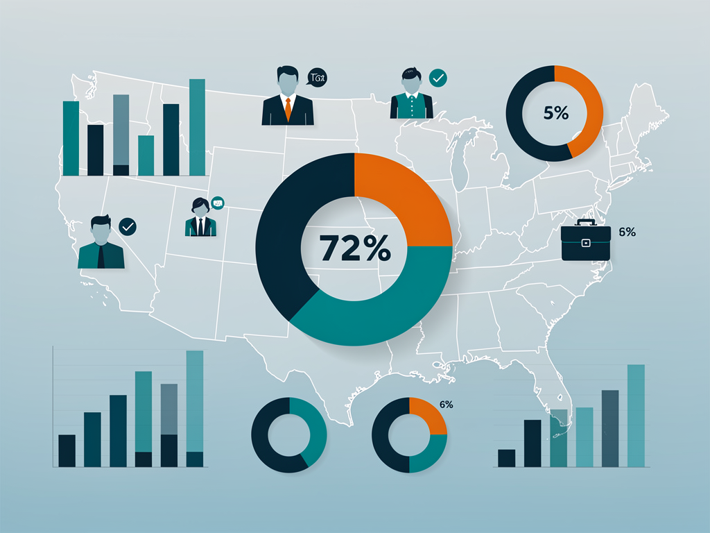 Clean data visualization showing job market statistics for TypeScript versus JavaScript positions in 2026, with 72% of frontend listings requiring TypeScript, salary premium indicators, and geographic distribution across US tech hubs