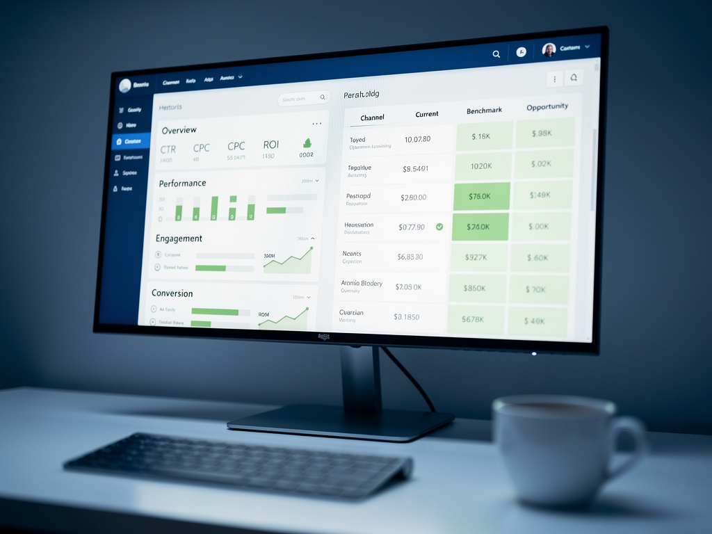 A split-screen comparison showing two content analysis reports side by side, one displaying a competitor's article structure with highlighted headings and word count metrics, the other showing a content gap analysis with opportunities marked in green, clean interface design with data visualizations