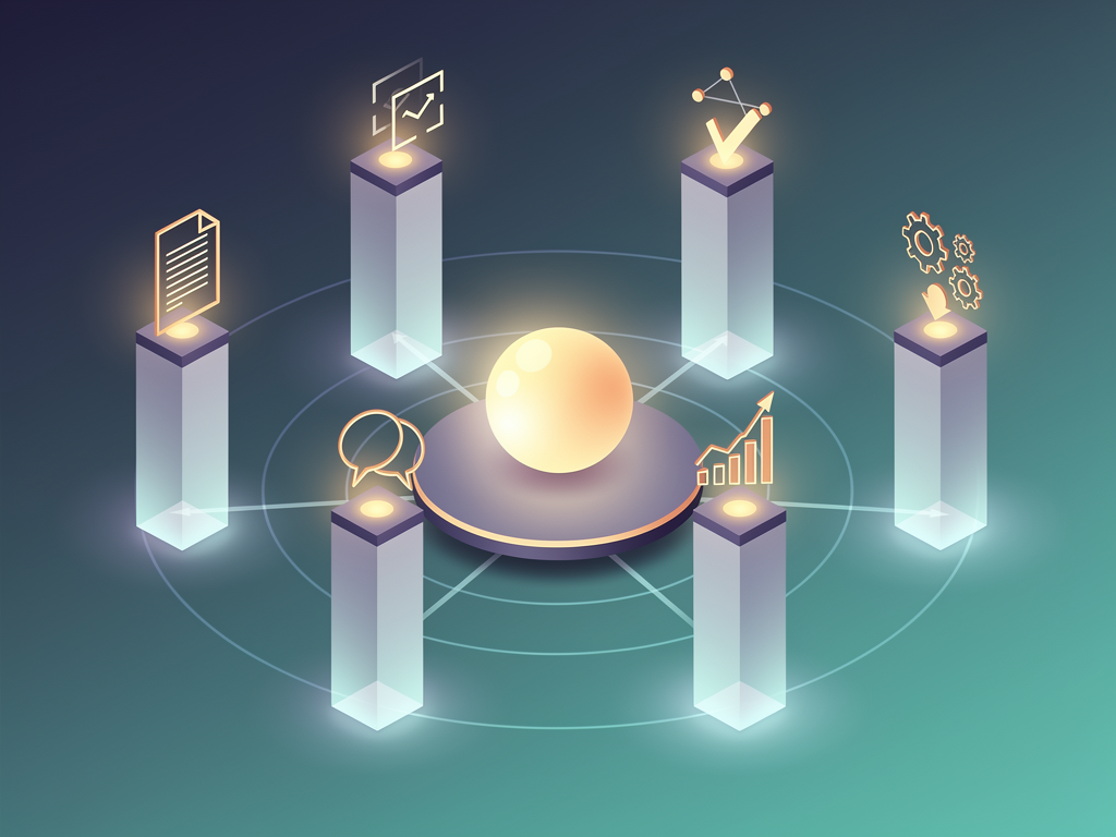 Infographic showing the eight pillars of GEO best practices arranged in a circular diagram, with icons representing clear content, structured data, entity authority, third-party validation, conversational optimization, technical excellence, consistent messaging, and measurement, set against a gradient background