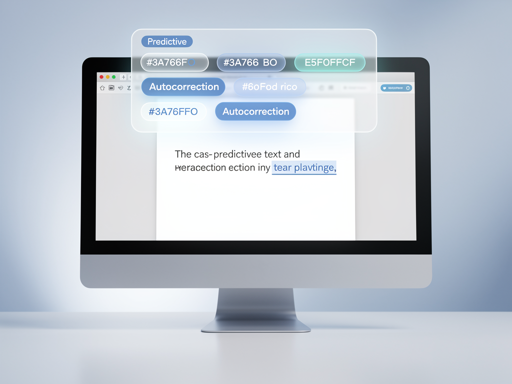 Floating word prediction panel showing contextual suggestions appearing above a text input field
