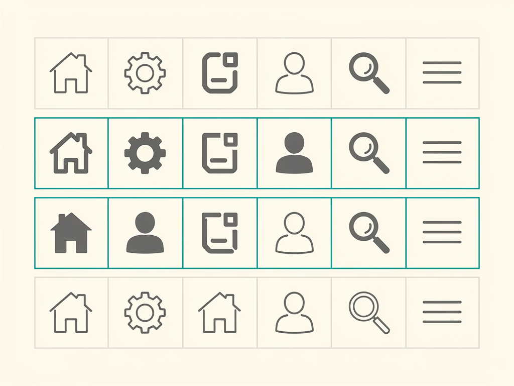 A visual comparison grid showing the same common icons (home, settings, user, search, menu) rendered by different icon libraries including Lucide, Heroicons, Font Awesome, and Phosphor. Each row represents a library with its distinctive visual style, demonstrating the subtle differences in stroke weight, corner radius, and overall aesthetic.